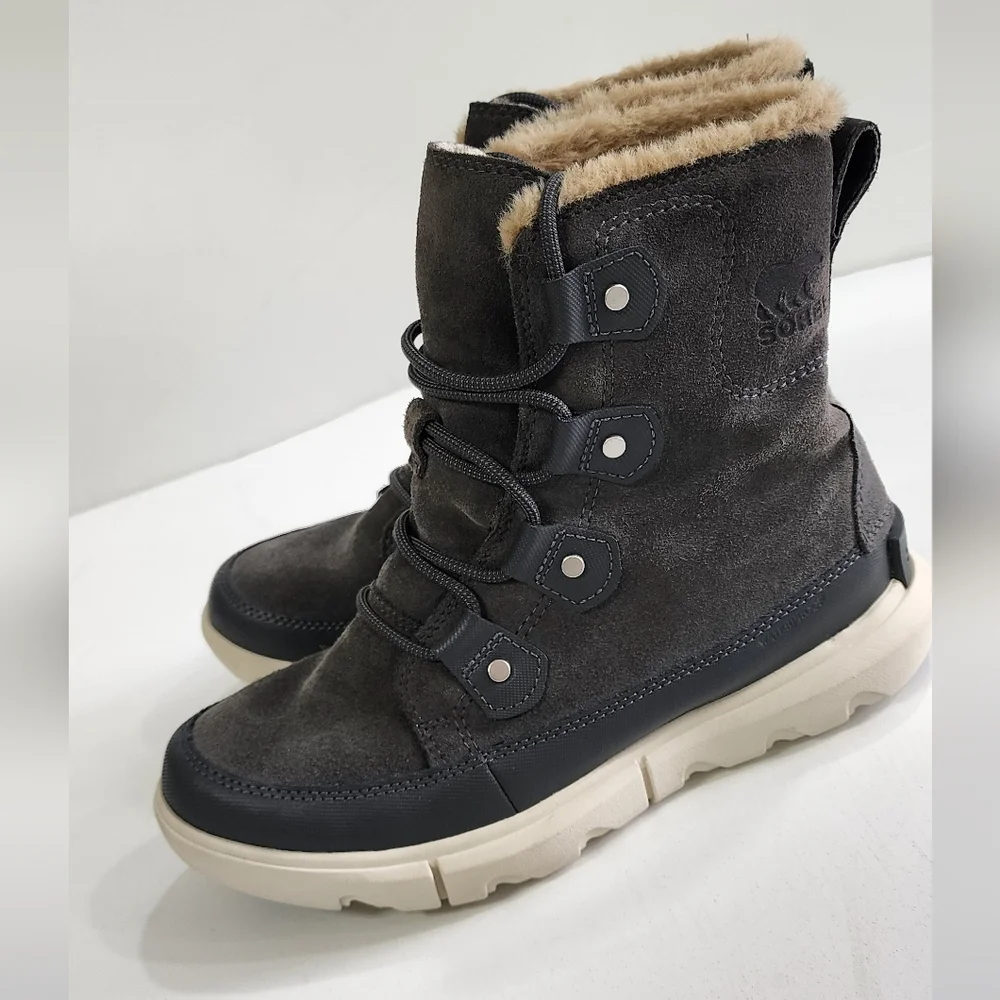 Sorel waterproof explorer 2 joan boot womens size 7 grill/fawn color - Picture 2 of 16